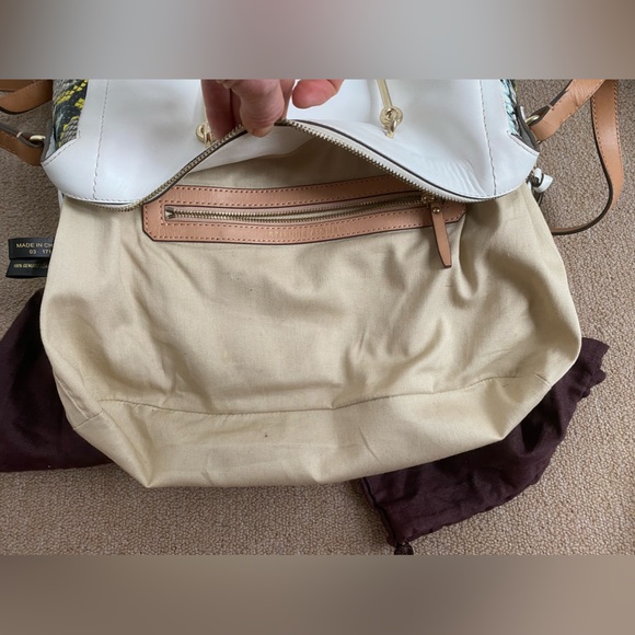 Etienne Aigner Leather Agnes Satchel Shoulder Bag White Tan Snake Black … - Picture 10 of 12